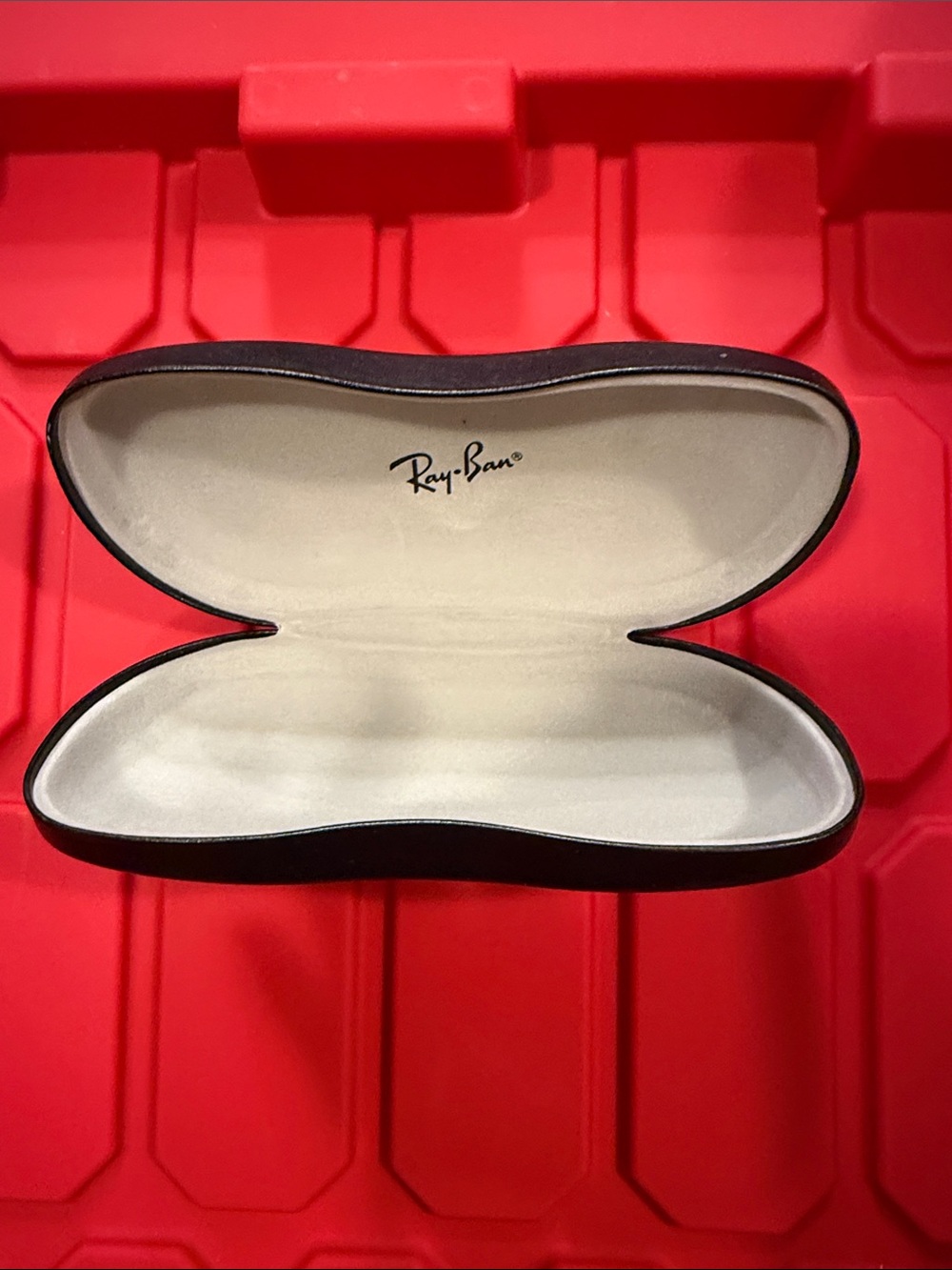 Ray-Ban Black Exterior Sunglasses Case with Cream Interior